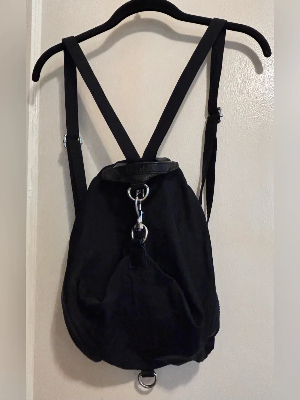 Rebecca Minkoff Julian Black Nylon Backpack | Leather Trim | Silver Hardware